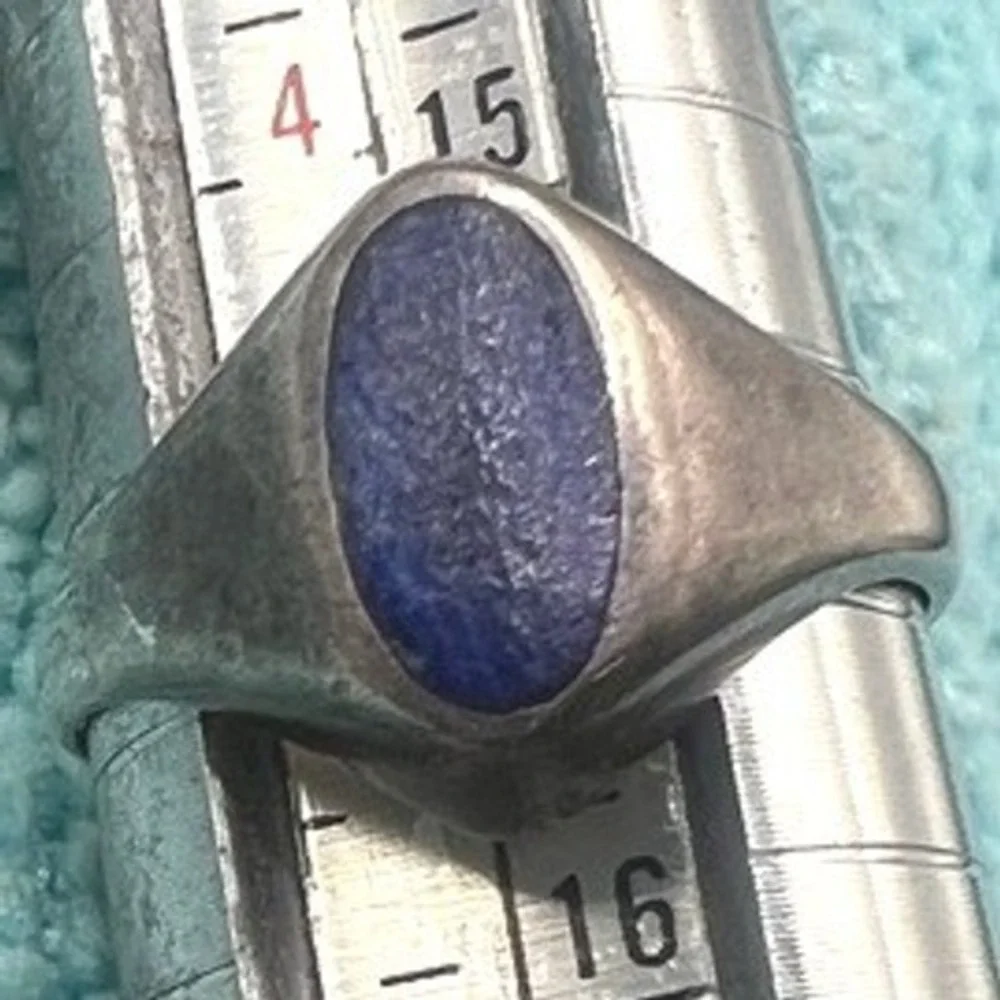 Vintage Sterling Silver Pinky Ring Unisex Blue Stone 4.75 2.8g READ